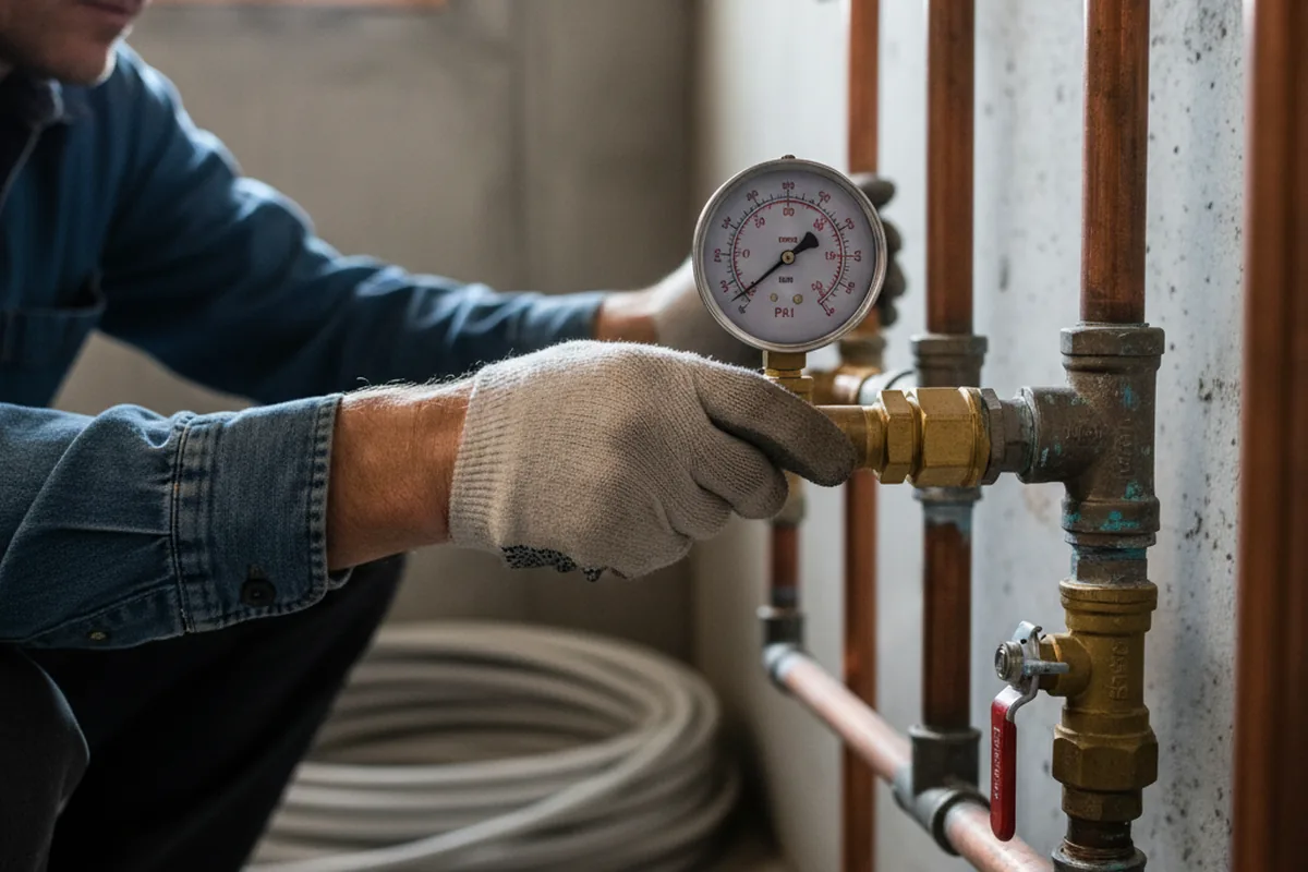 Pressure testing a repaired line during Water Line Repair in Northfield